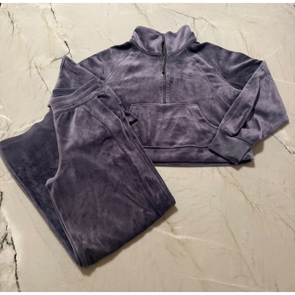 Lululemon Scuba Oversized Funnel Neck Purple Velvet M/L & Wide Leg Pant Small